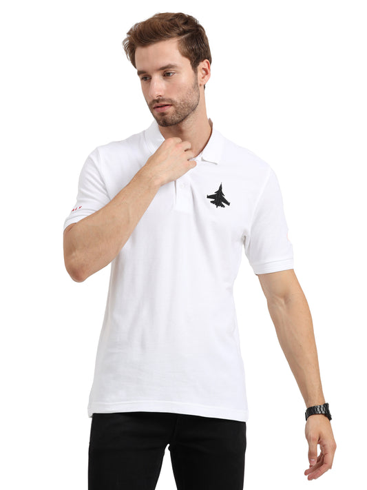 Sukhoi - 30 | White Collared T-shirt