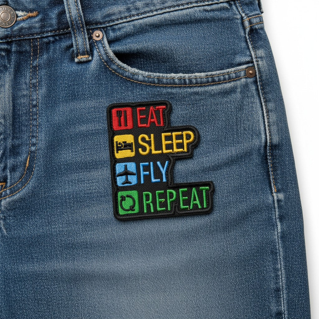EAT, SLEEP, FLY, REPEAT | EMBROIDERED | WITH VELCRO PATCH