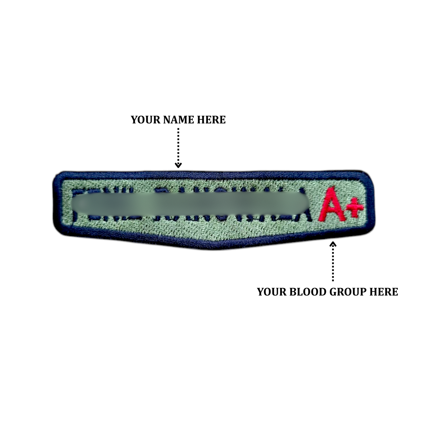 (CUSTOMISED) EMBROIDERED NAME TAB WITH BLOOD GROUP