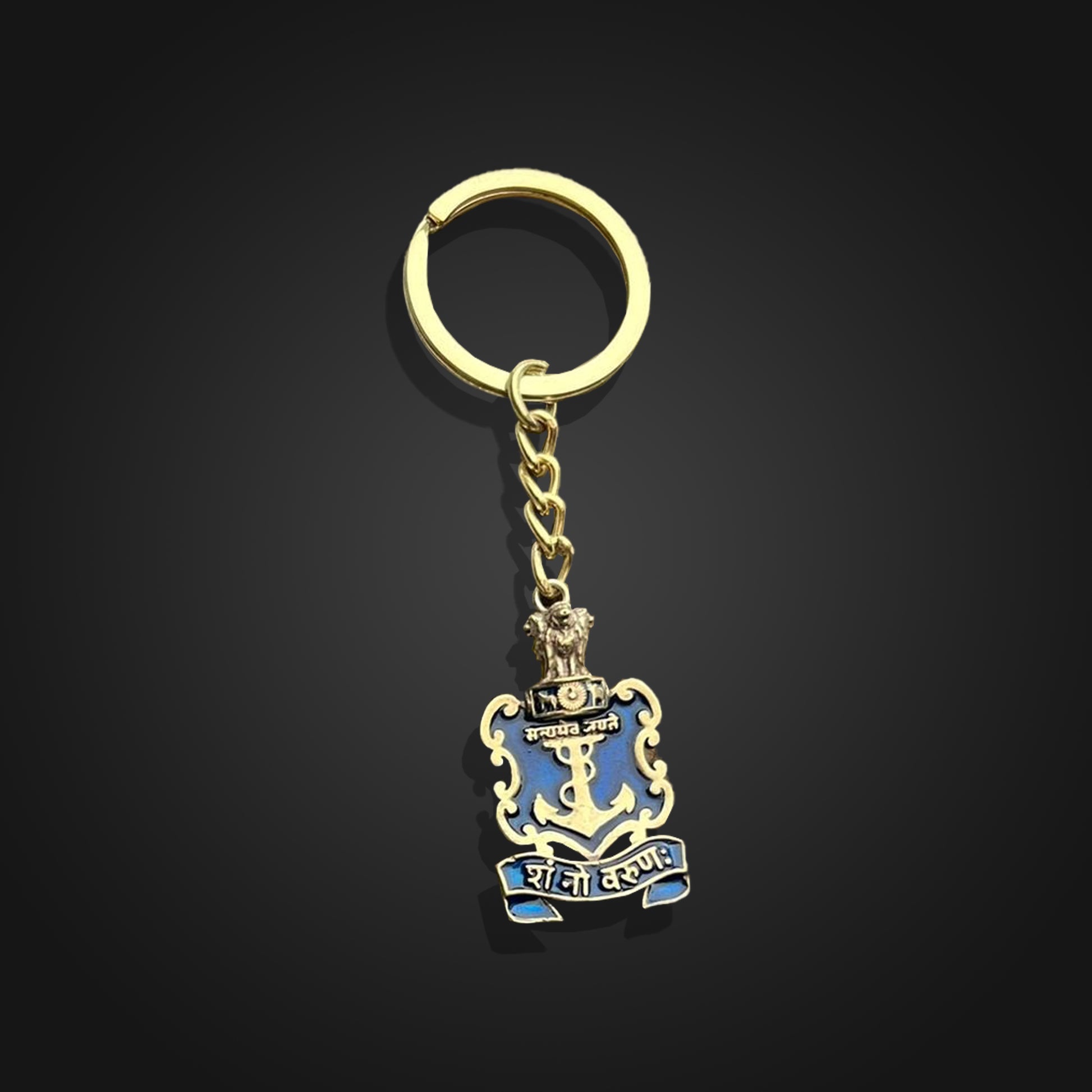 Indian Navy Gold Logo Fancy Keychain