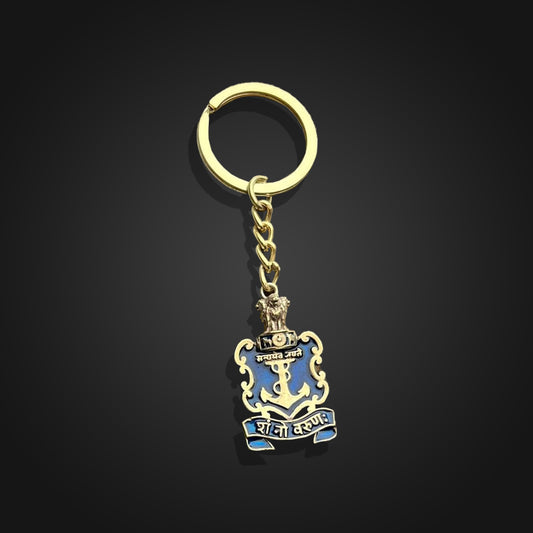 Indian Navy Gold Logo Fancy Keychain