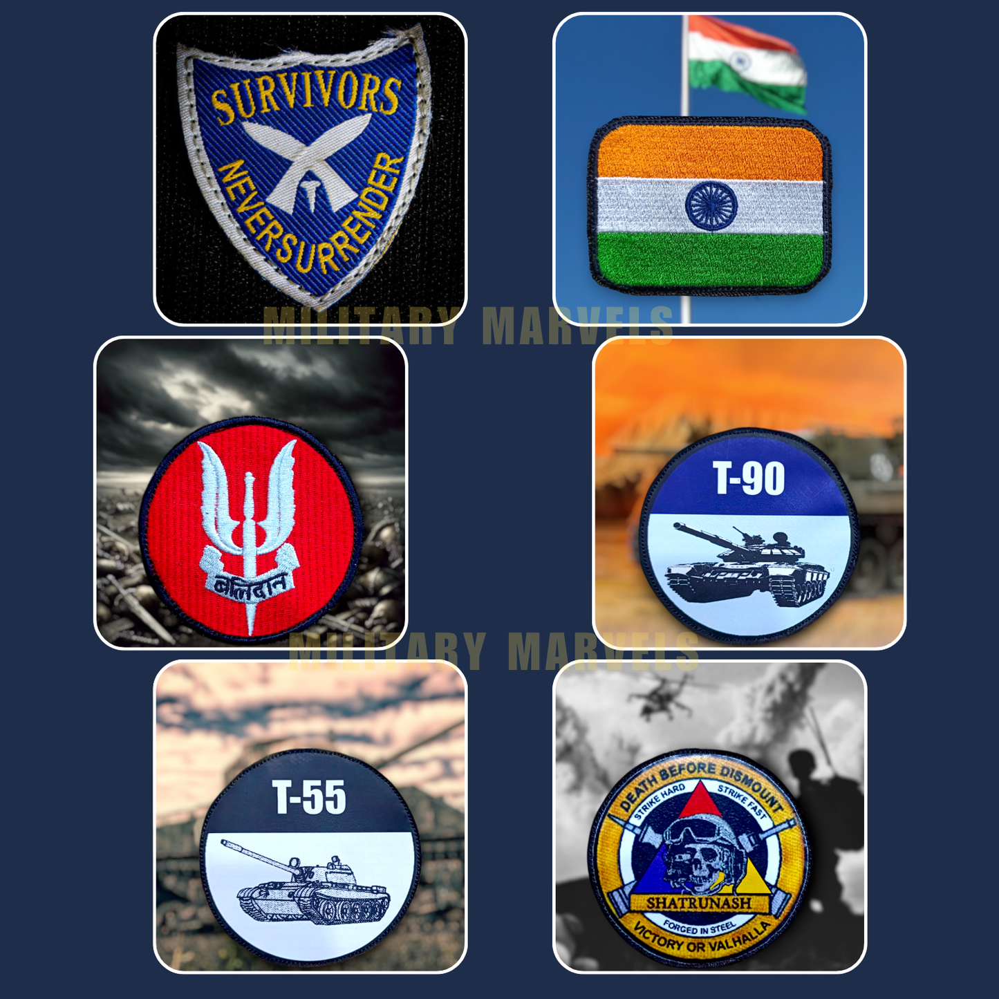 COMBO 5 | PACK OF 6 | WITH TACTICAL PATCH (Velcro + Magnet + Iron On)