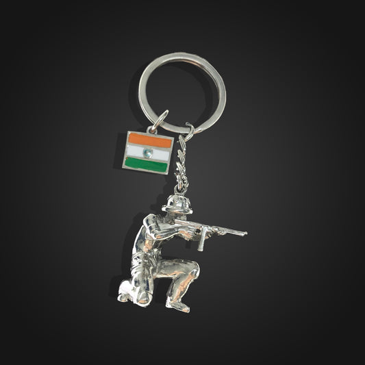 Soldier With Gun Army Keychain