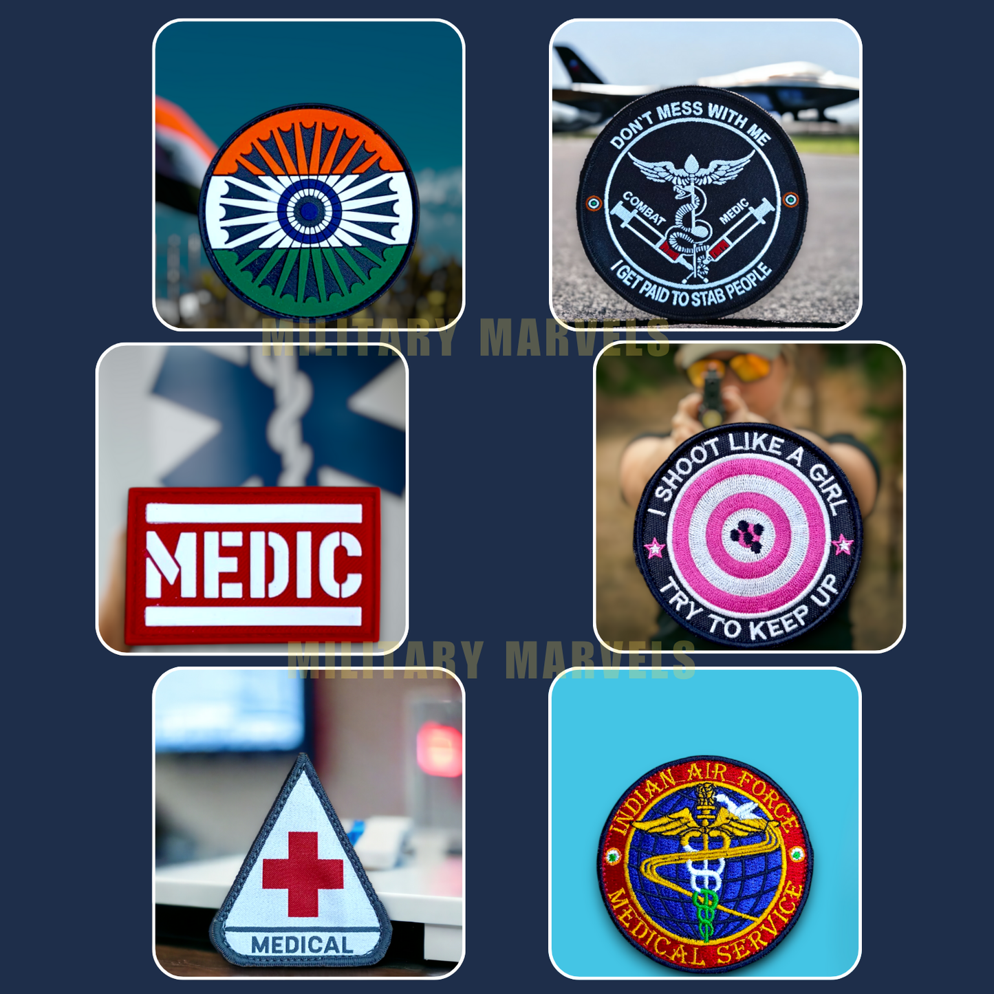COMBO 8 | PACK OF 6 | WITH TACTICAL PATCH (Velcro + Magnet + Iron On)