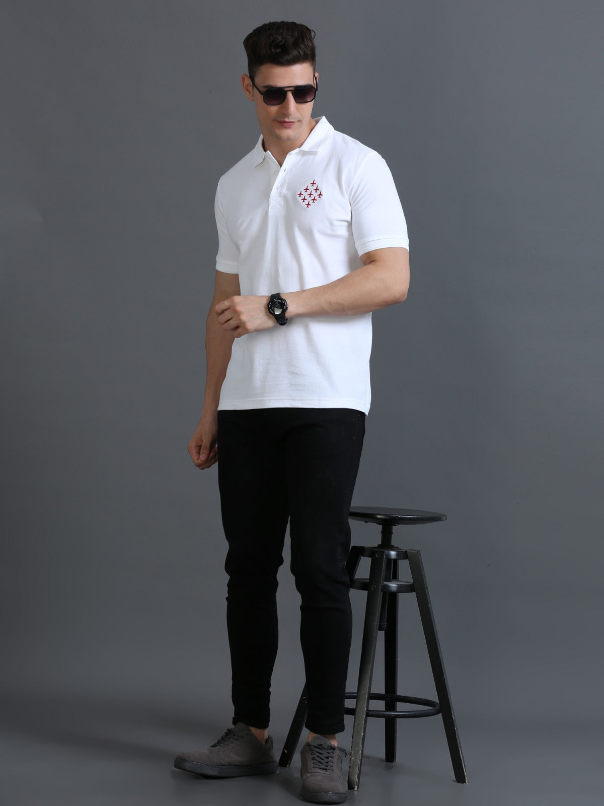 SURYA KIRAN | WHITE COLLARED T-SHIRT