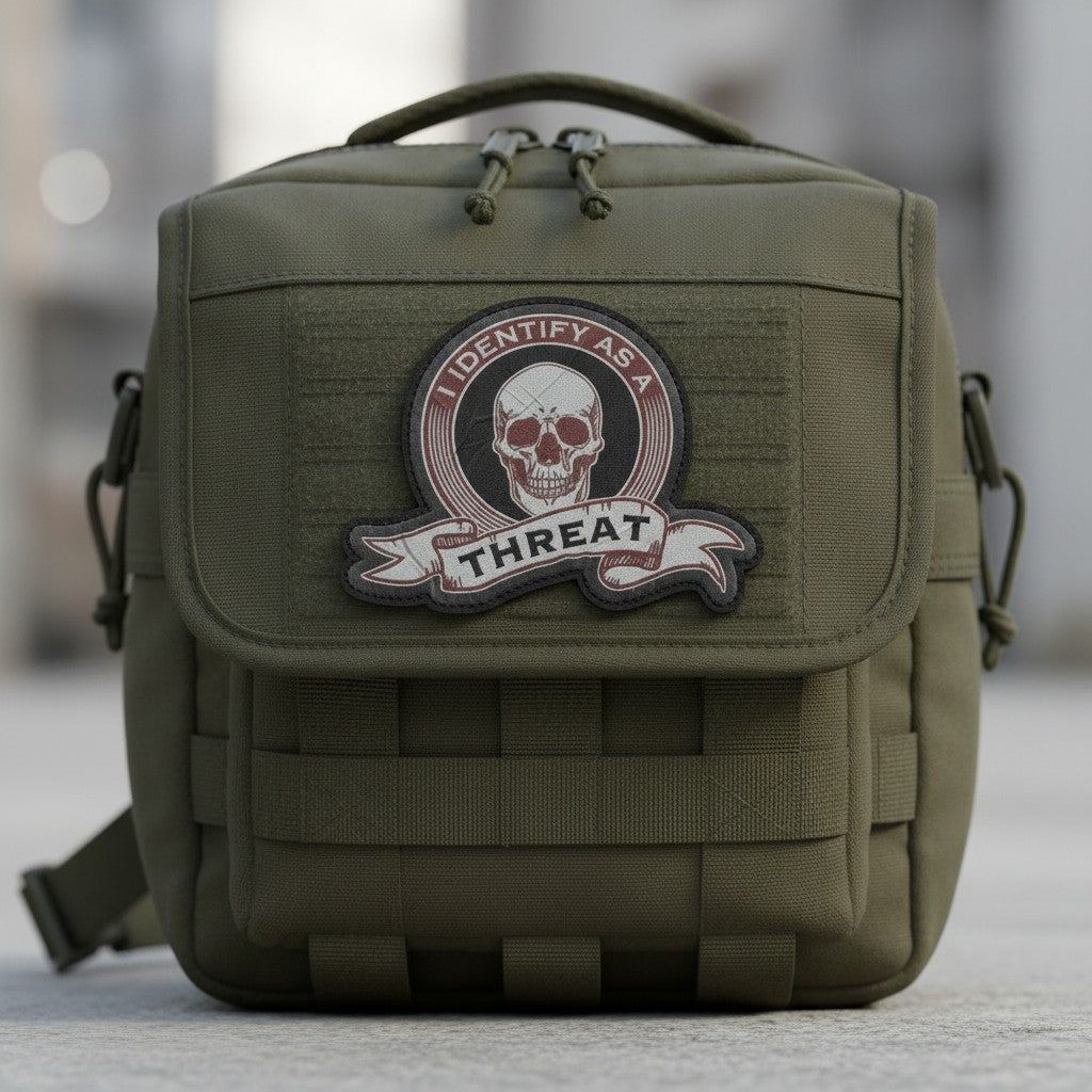 I IDENTIFY AS A THREAT | PRINTED | WITH VELCRO PATCH