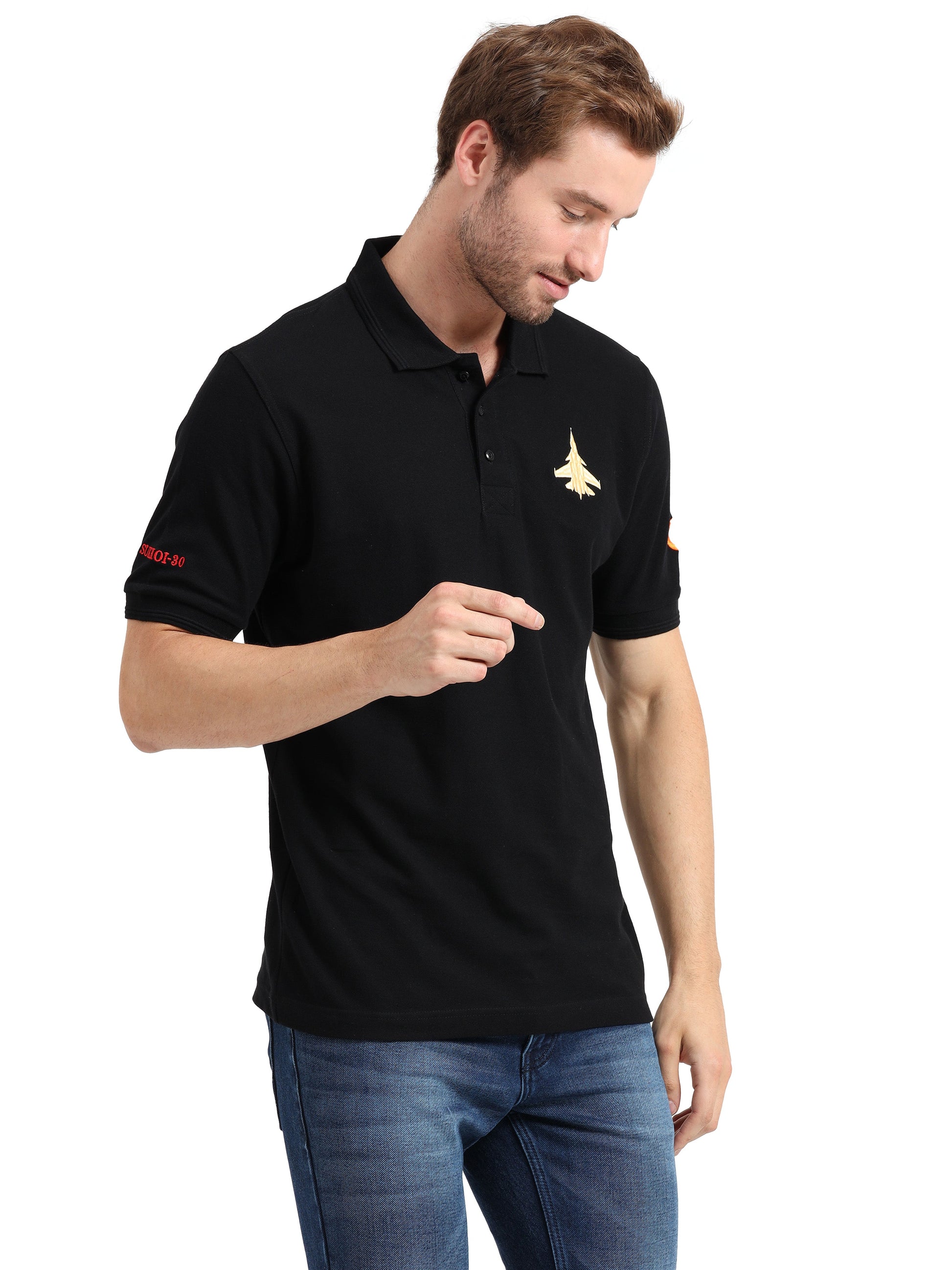 Black Collar T Shirt Sukhoi T Shirt for men