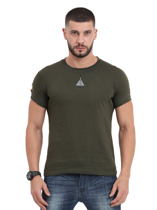 Aircraft Tejas Logo Cotton Round Neck T Shirt for men