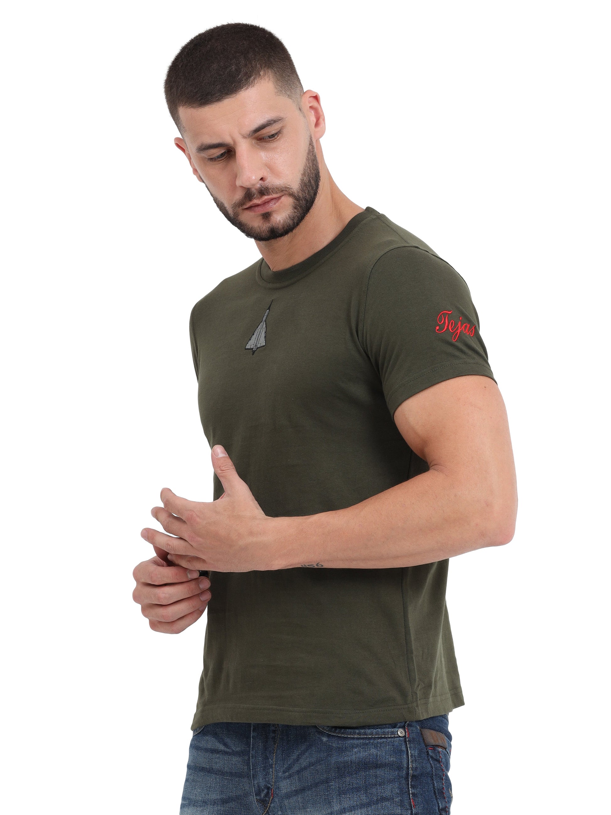Aircraft Tejas Logo Cotton Round Neck T Shirt for men