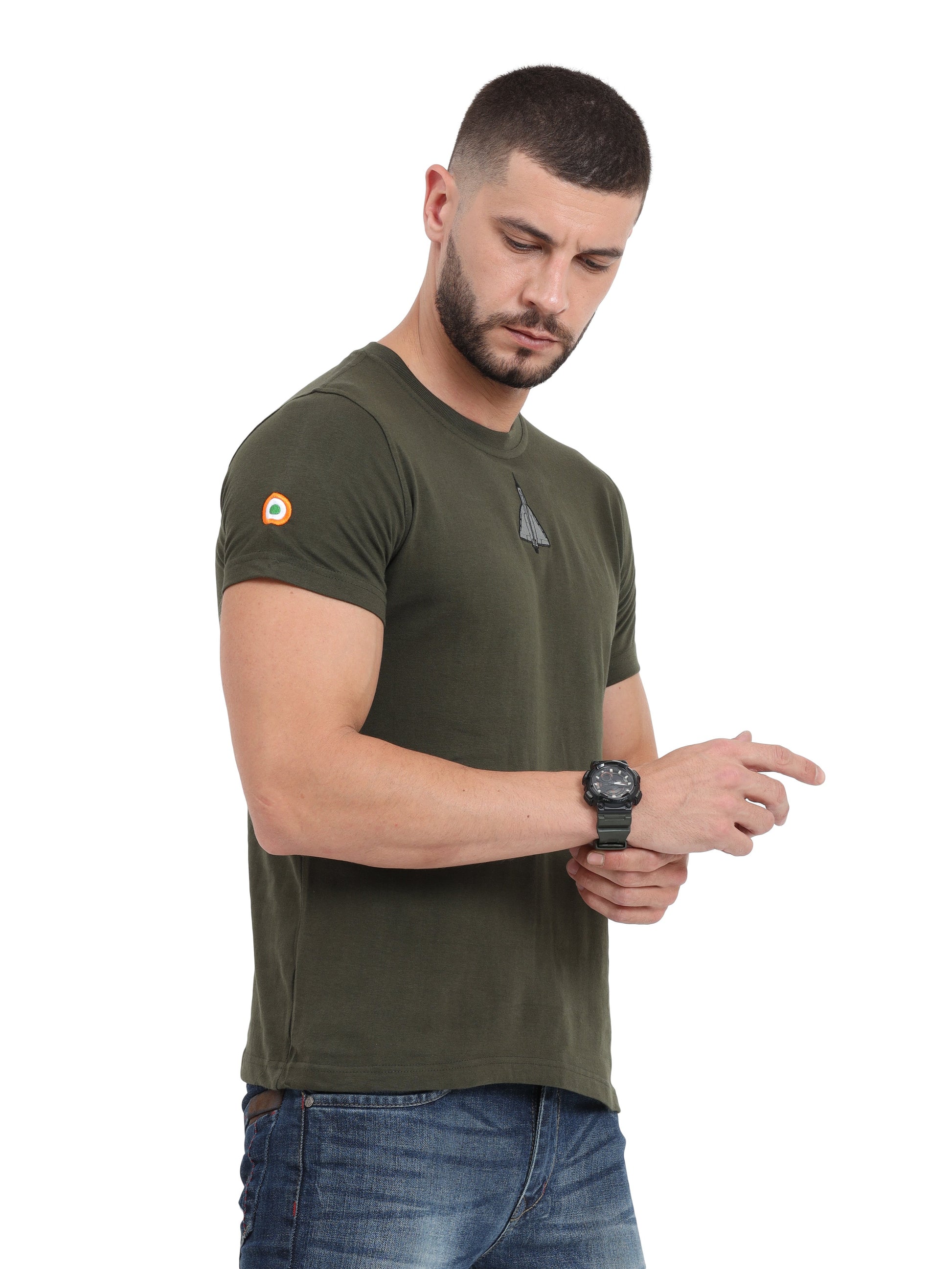 Aircraft Tejas Logo Cotton Round Neck T Shirt for men