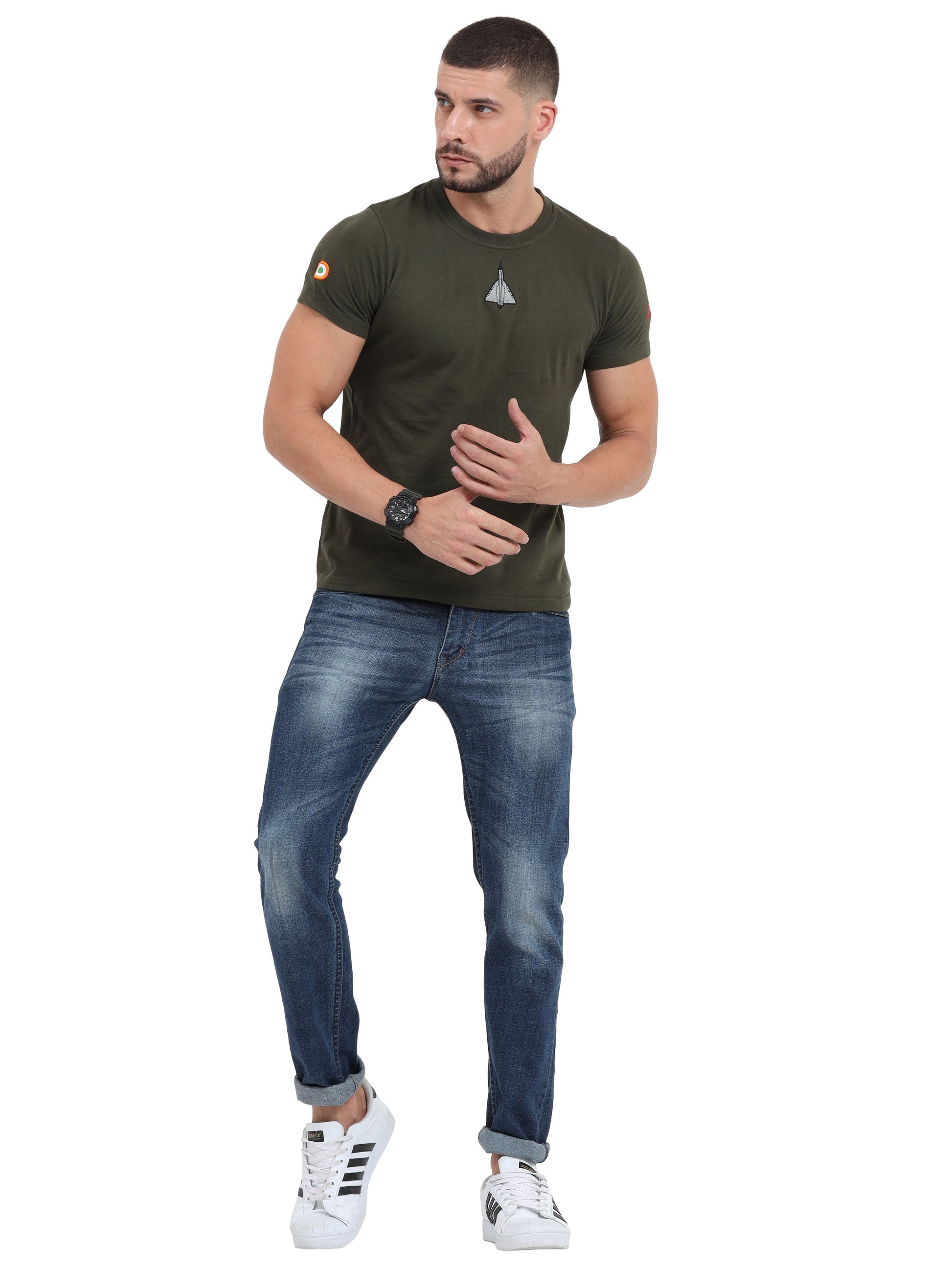Aircraft Tejas Logo Cotton Round Neck T Shirt for men