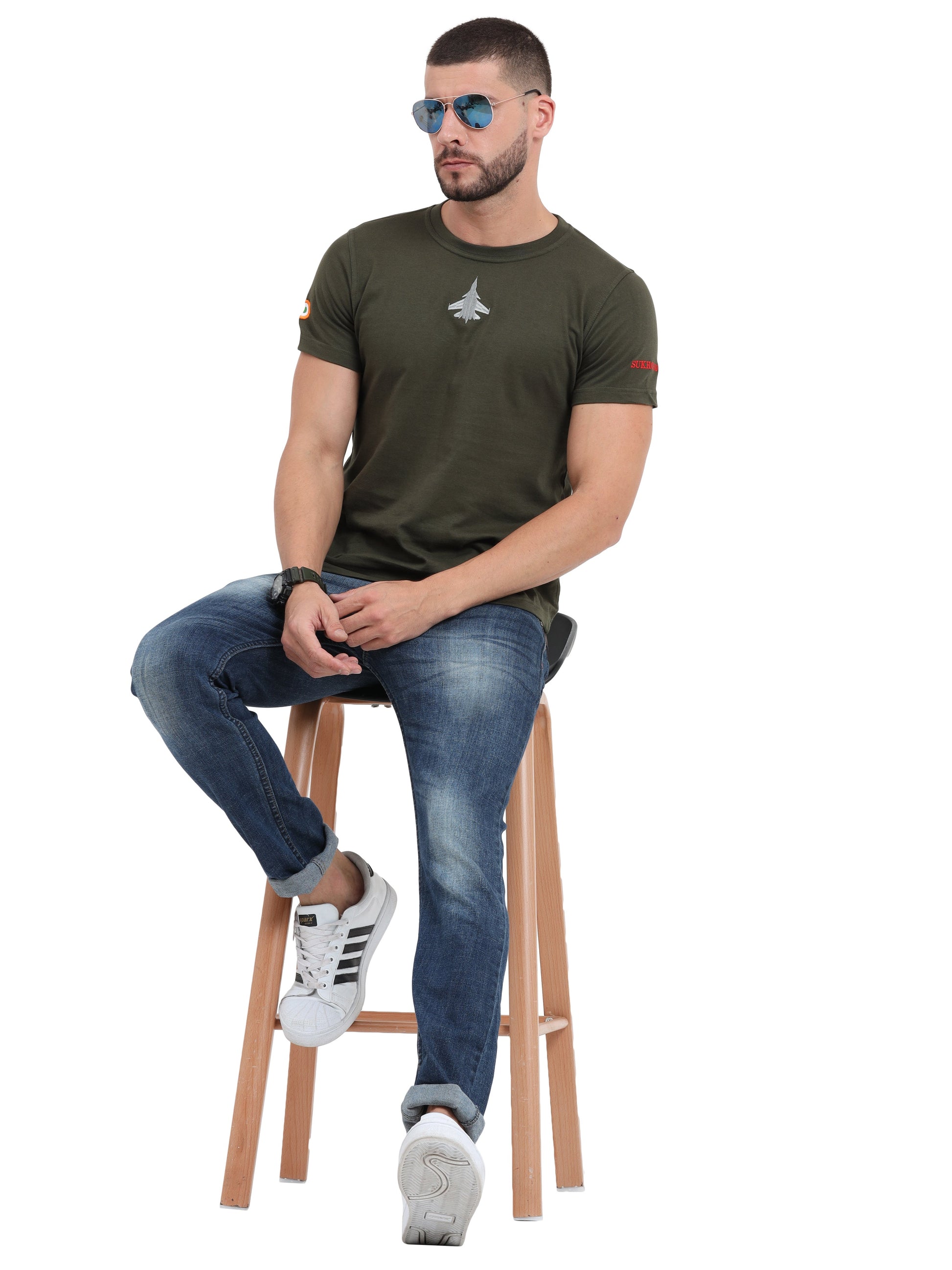 Round Neck Sukhoi Fighter Jet T Shirts for men