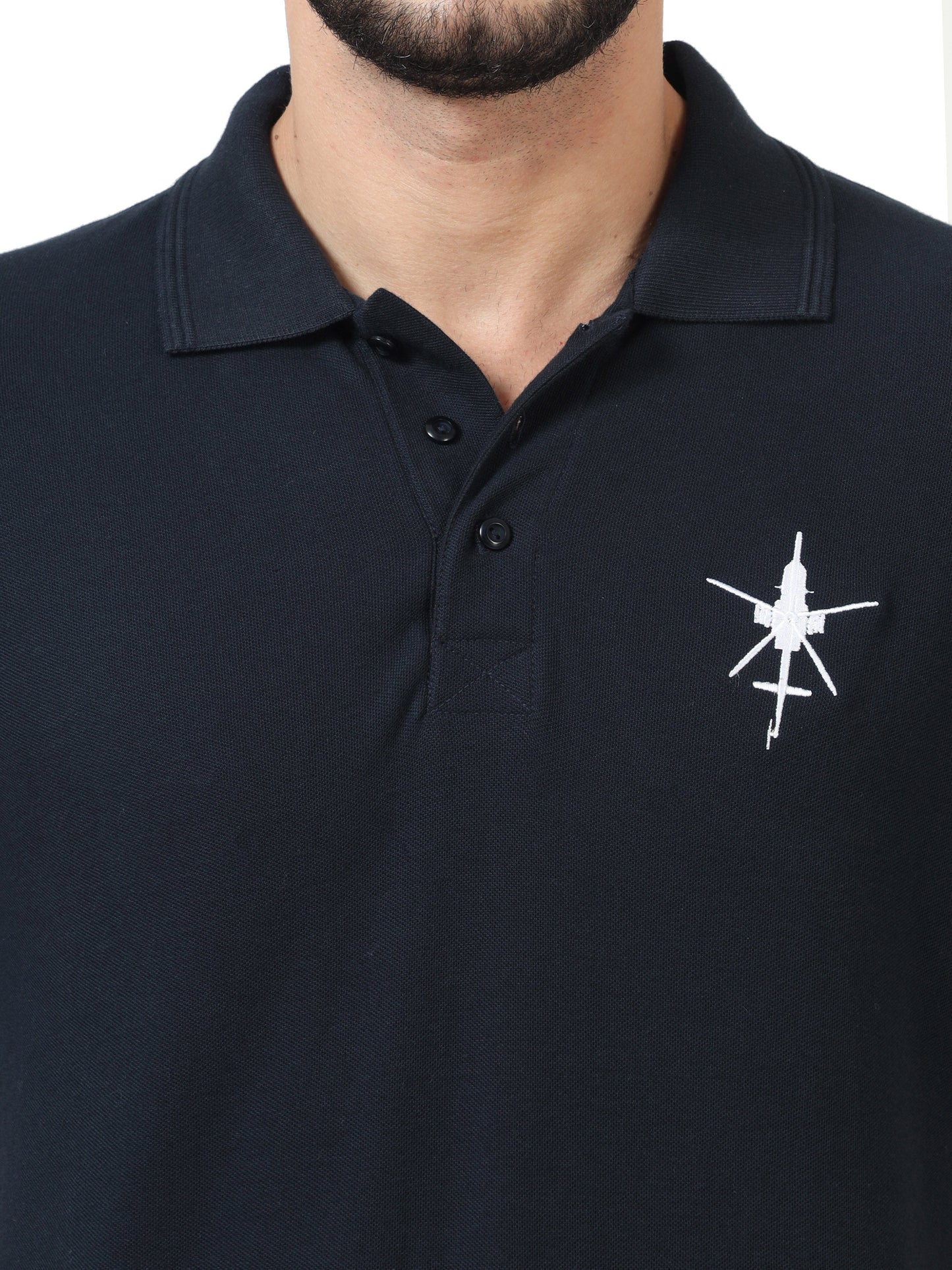 Blue T Shirt Collar With Mi17 Logo for men