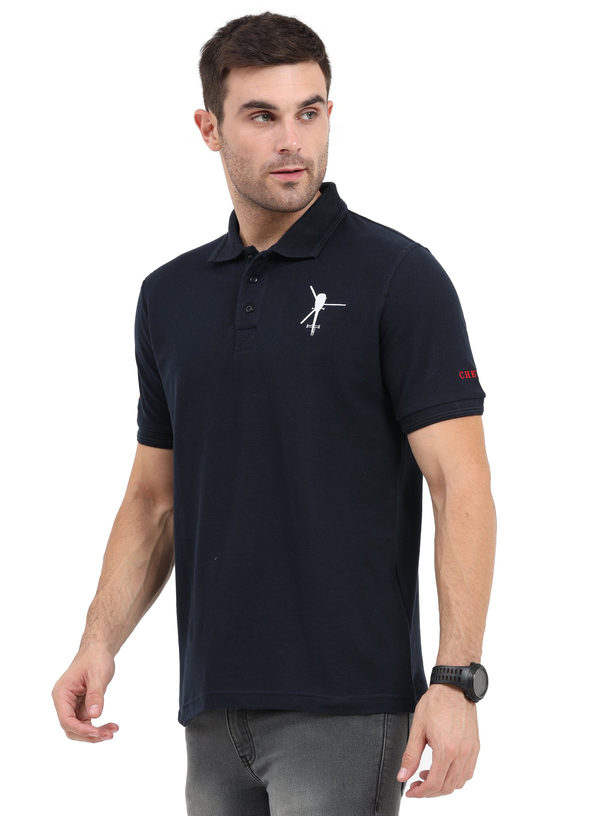 Mens T Shirt With Collar Chetak Helicopter for men
