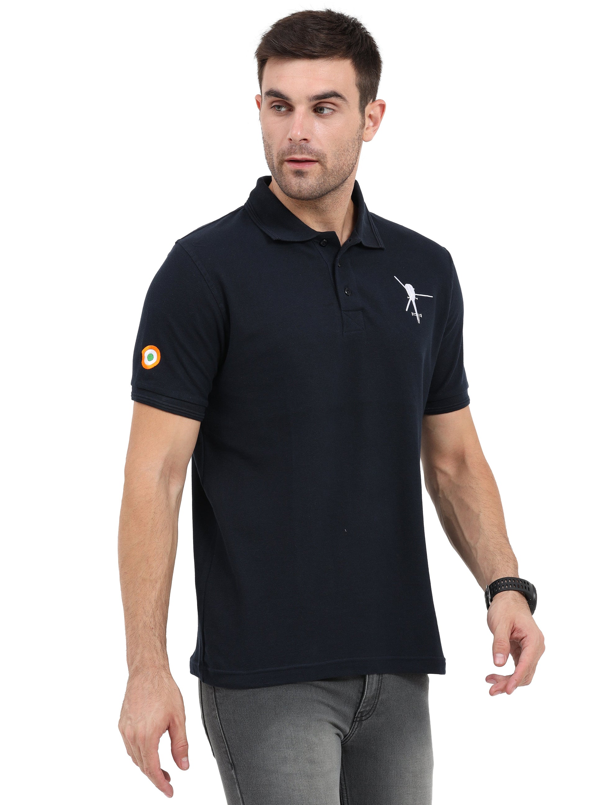 Mens T Shirt With Collar Chetak Helicopter for men