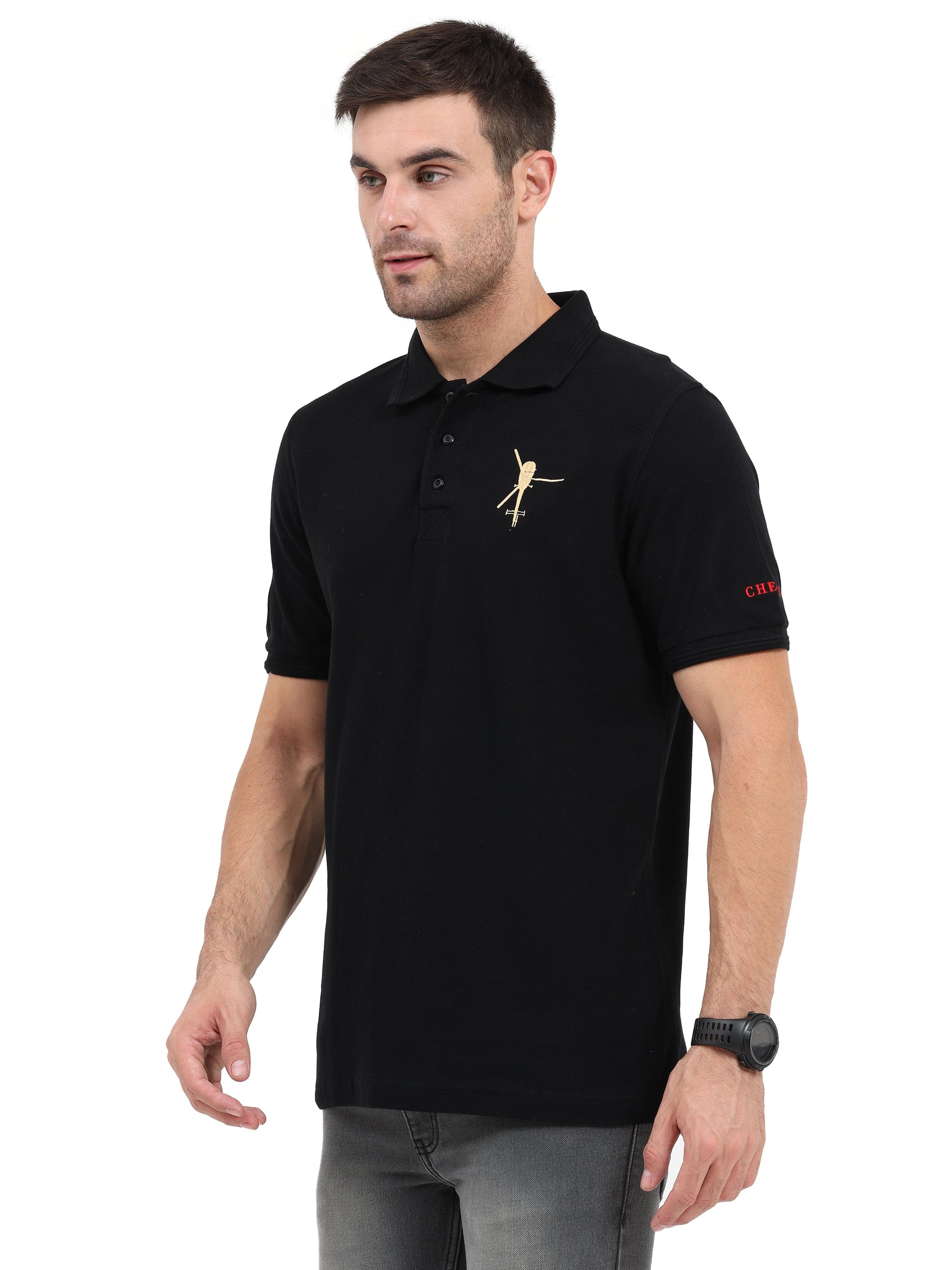 Mens T Shirt With Collar Chetak Helicopter for men