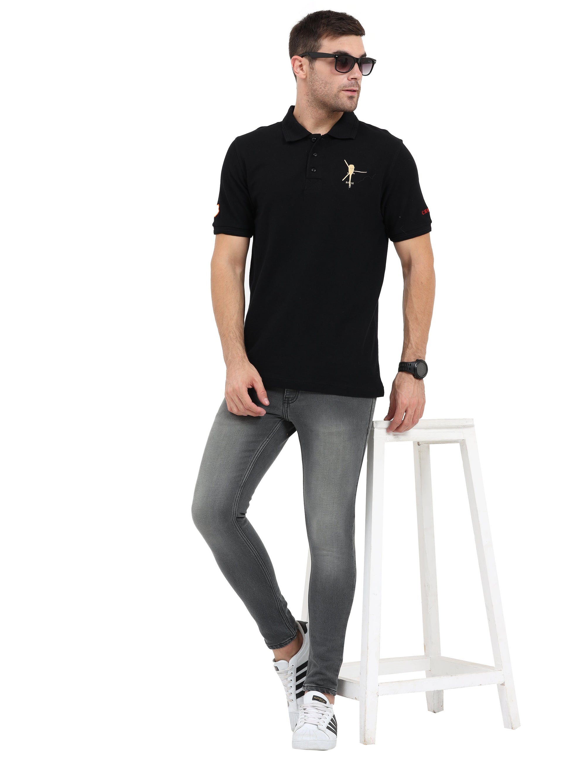 Mens T Shirt With Collar Chetak Helicopter for men