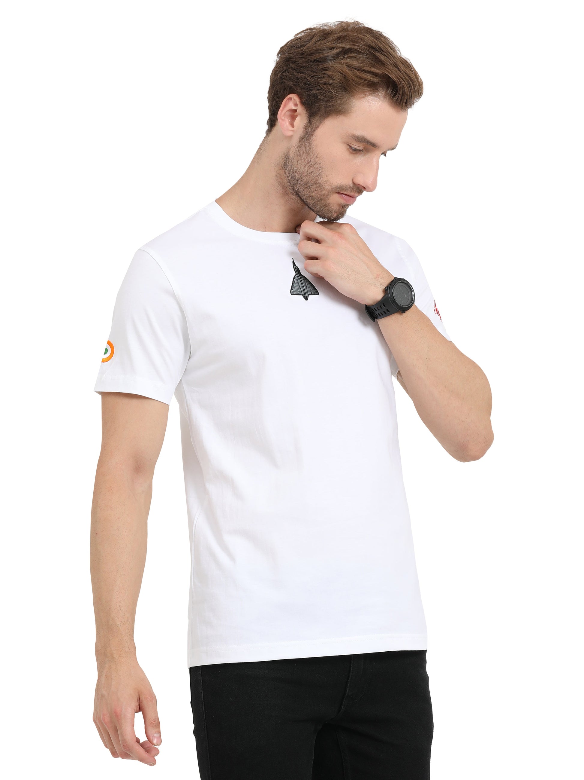 Aircraft Tejas Logo Cotton Round Neck T Shirt for men