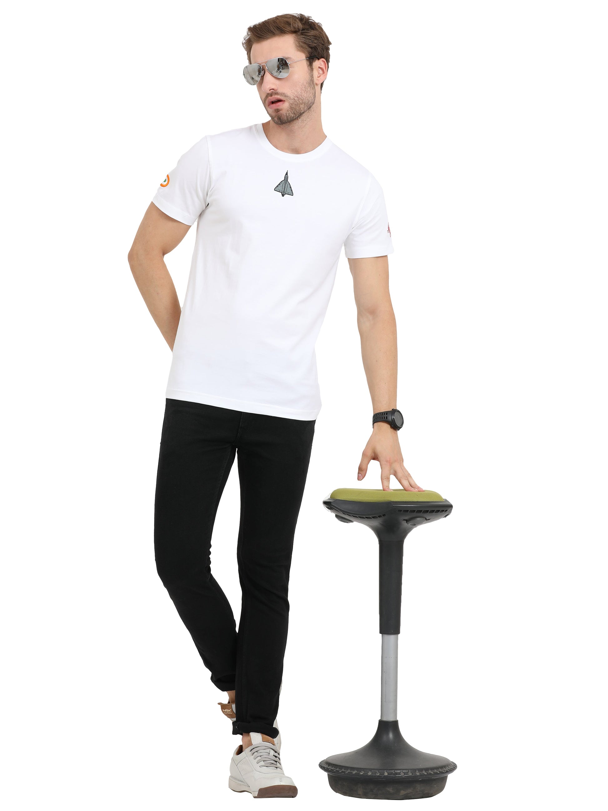 Aircraft Tejas Logo Cotton Round Neck T Shirt for men