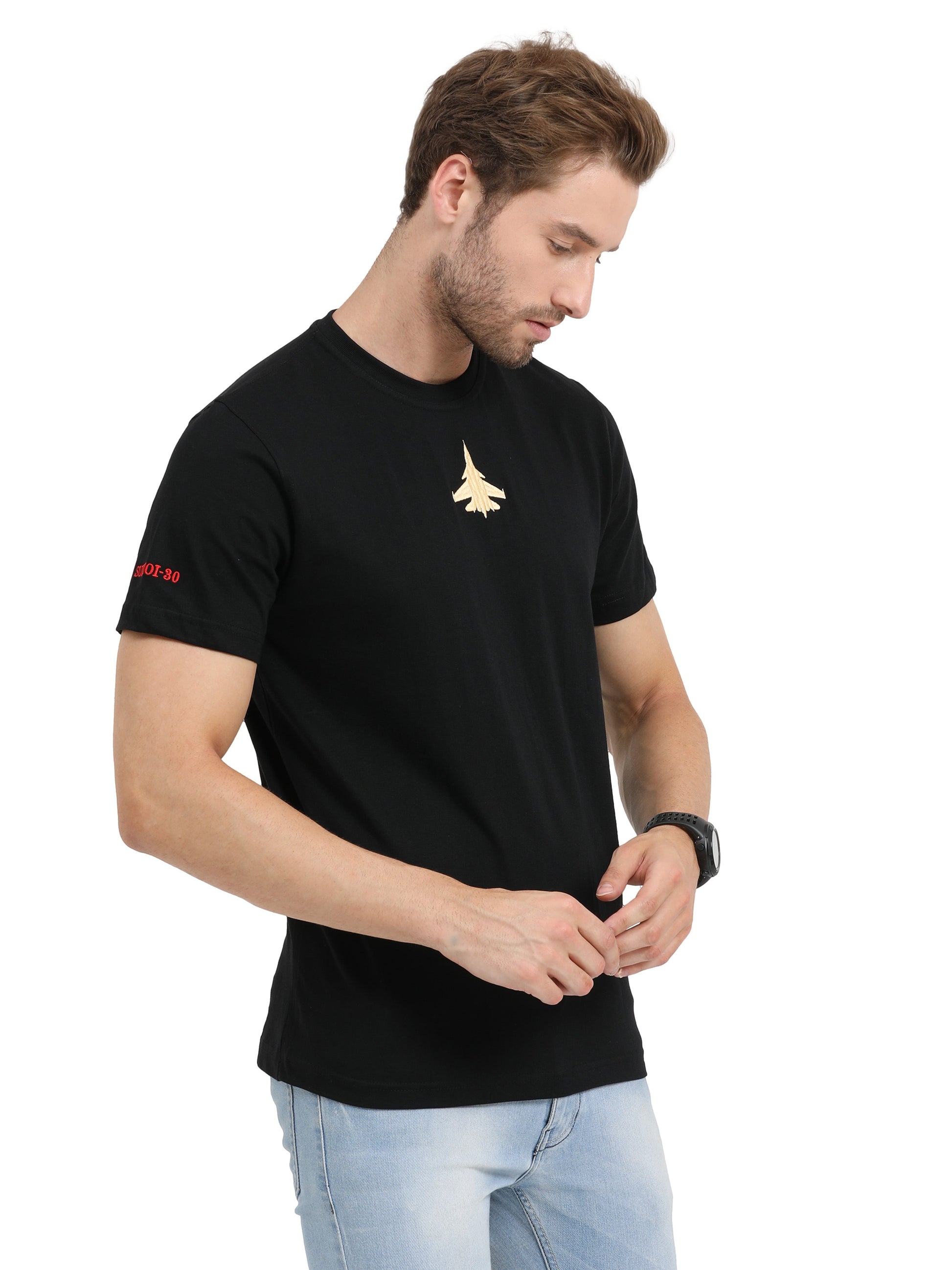 Round Neck Sukhoi Fighter Jet T Shirts for men