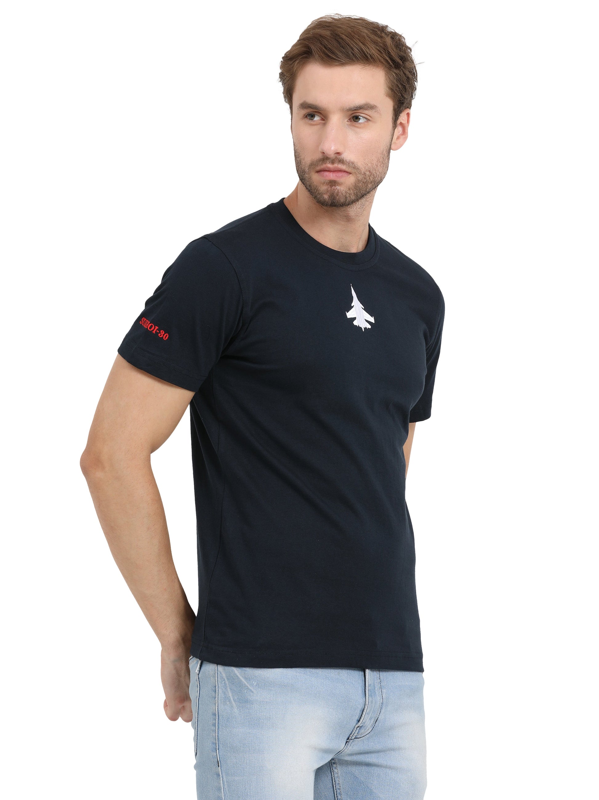 Round Neck Sukhoi Fighter Jet T Shirts for men