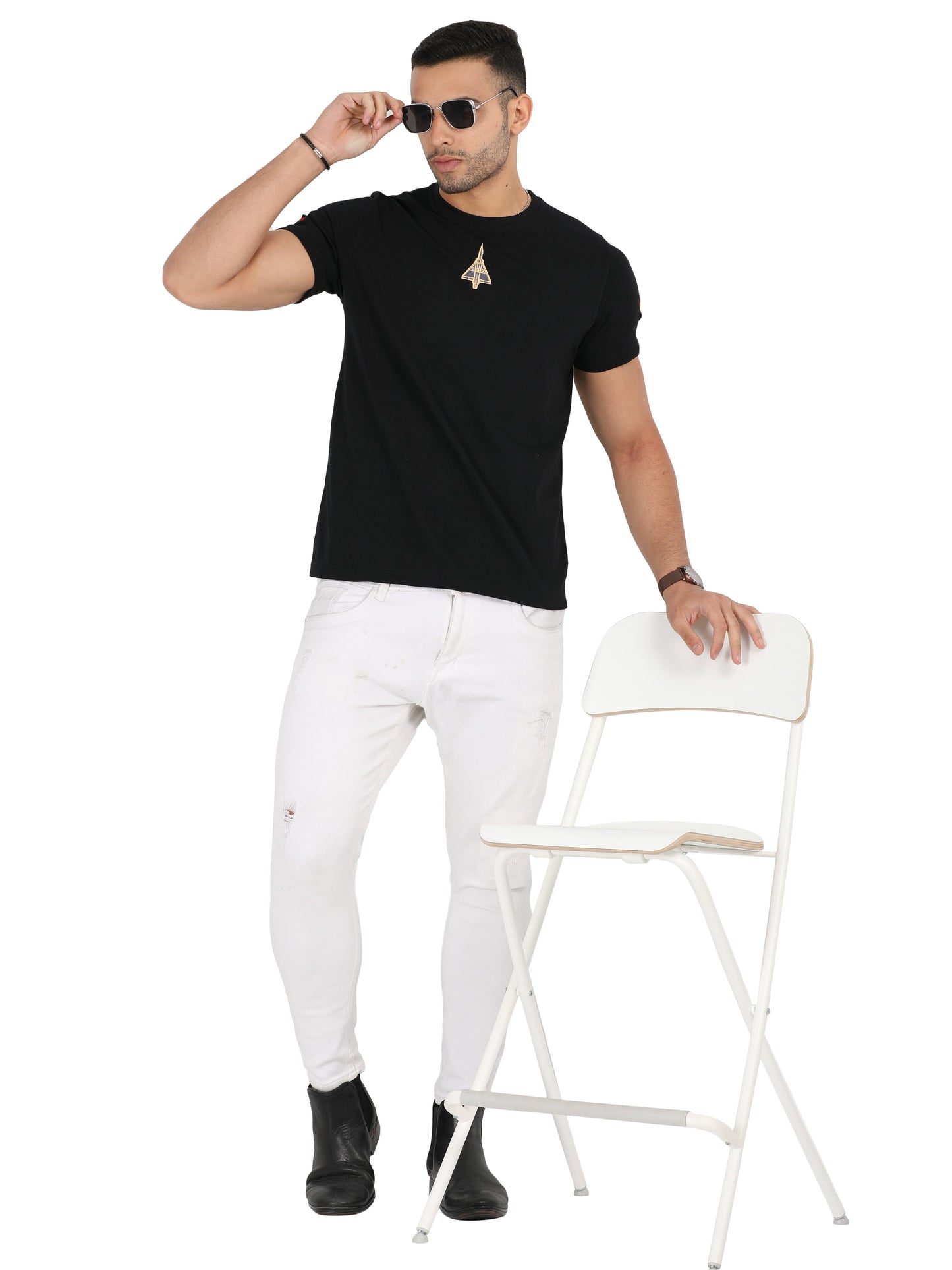 White Round Neck T Shirtof Mirage Jet for men