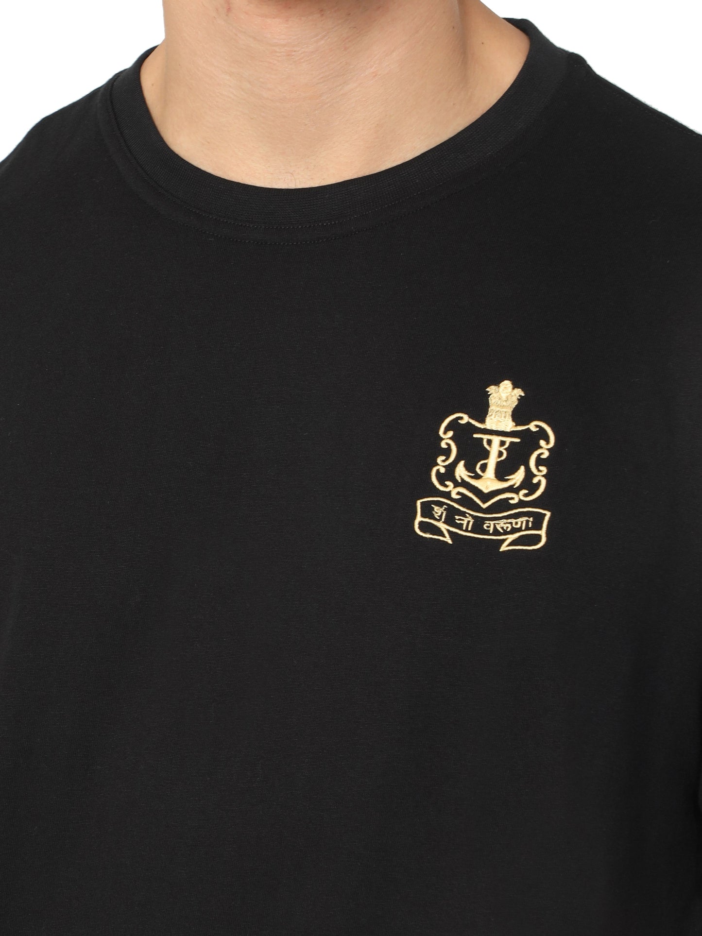 Round Neck Black Indian Navy T Shirt for men