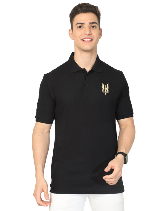 Balidan Badge T Shirt Black Collared for men