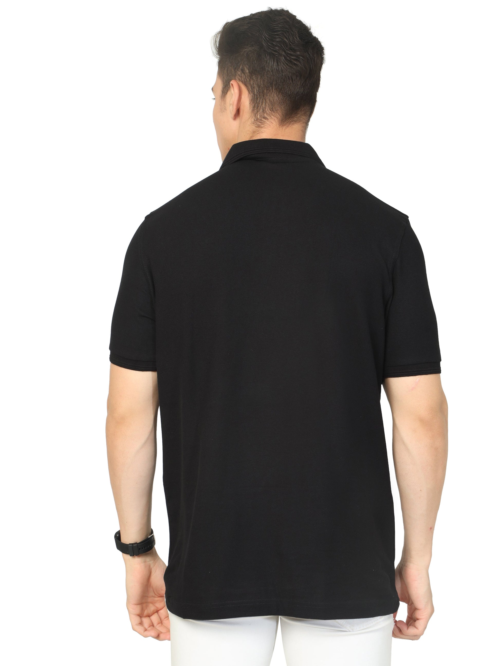 Balidan Badge T Shirt Black Collared for men