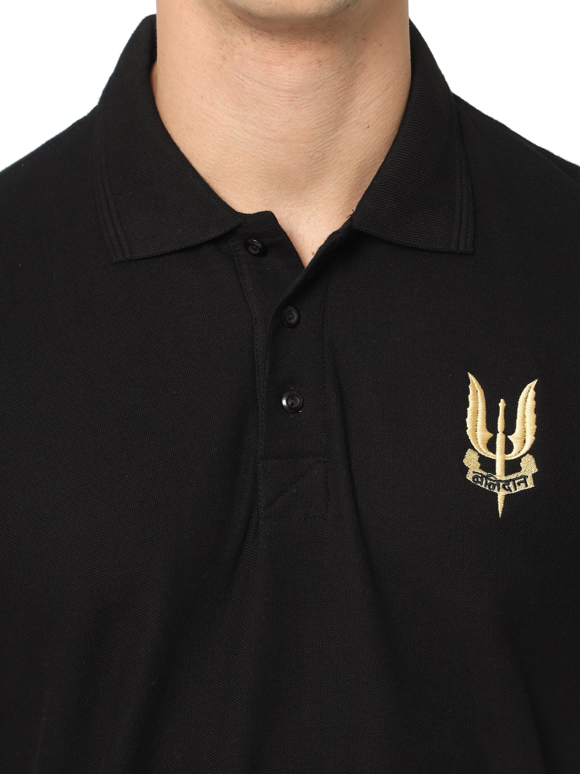 Balidan Badge T Shirt Black Collared for men