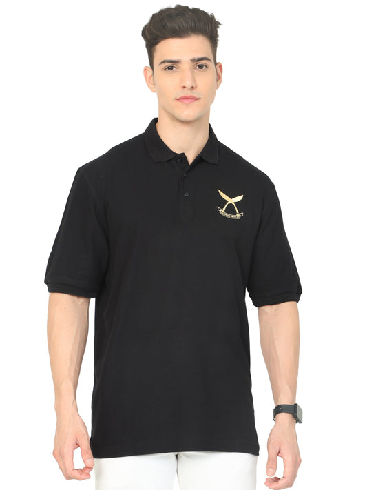 Collared Black Gorkha Regiment T Shirt for men