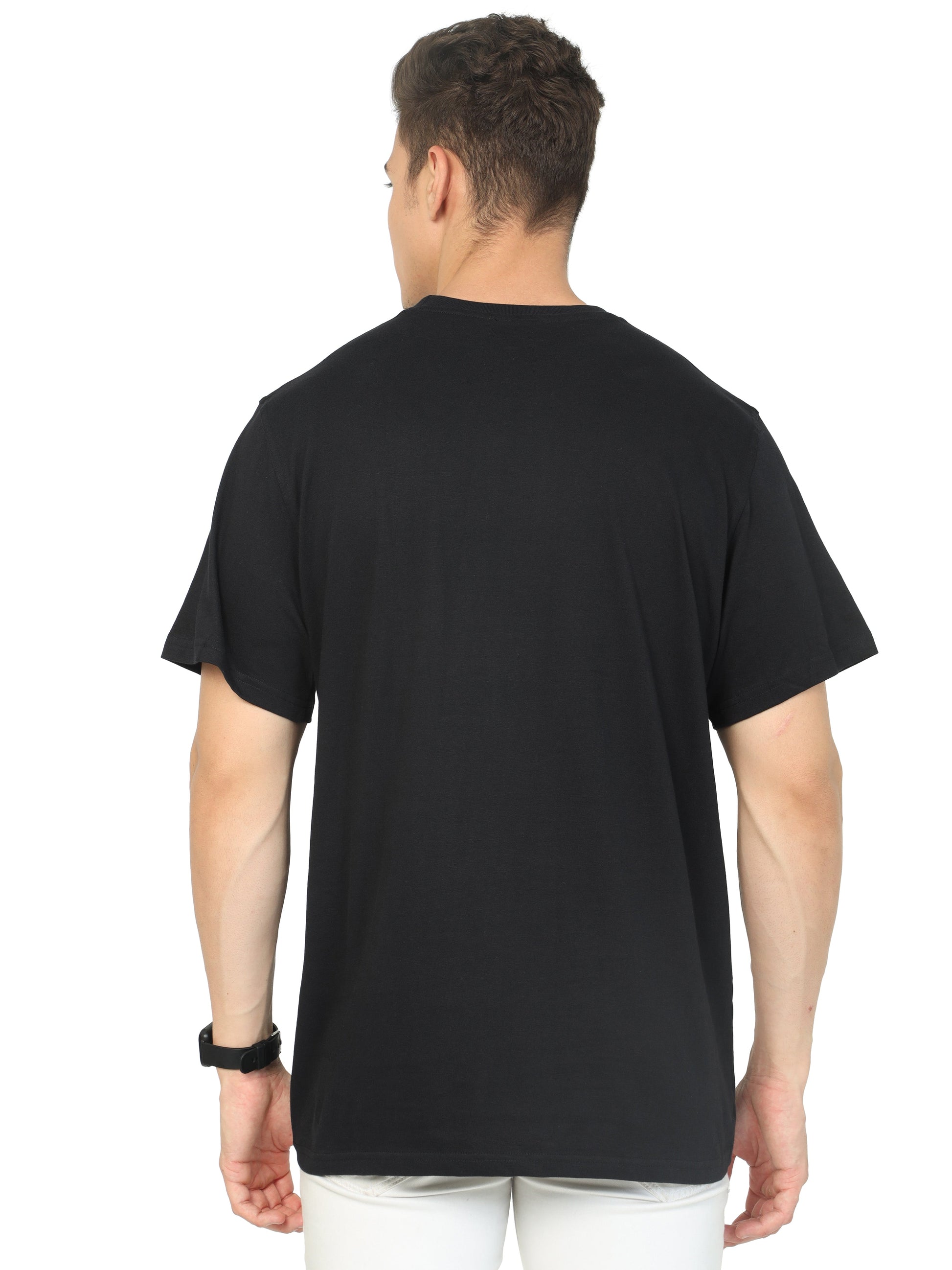 Black Round Neck Balidan Badge T Shirt for men