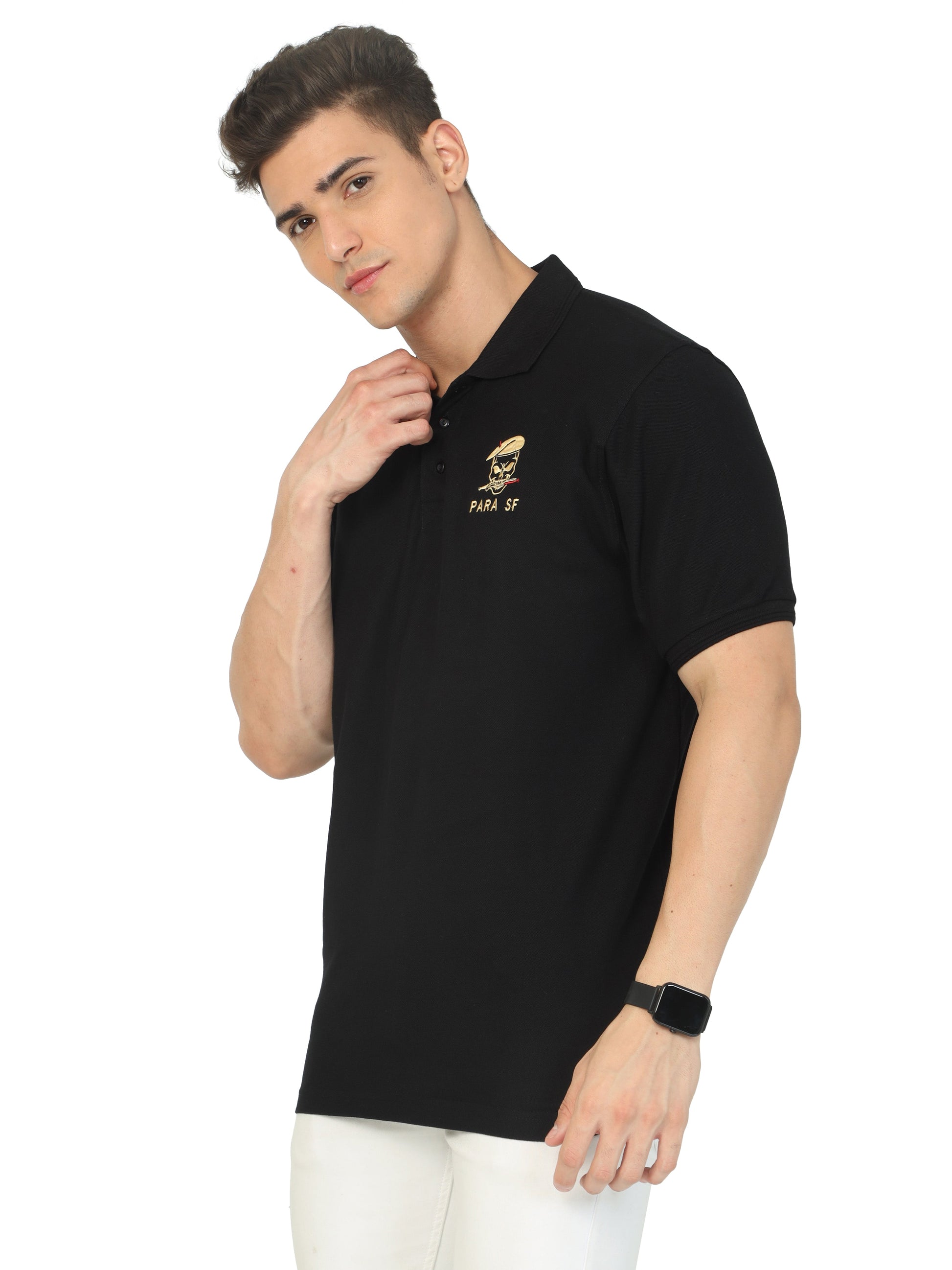 Para Sf Commando Tshirt Black Collared Design for men