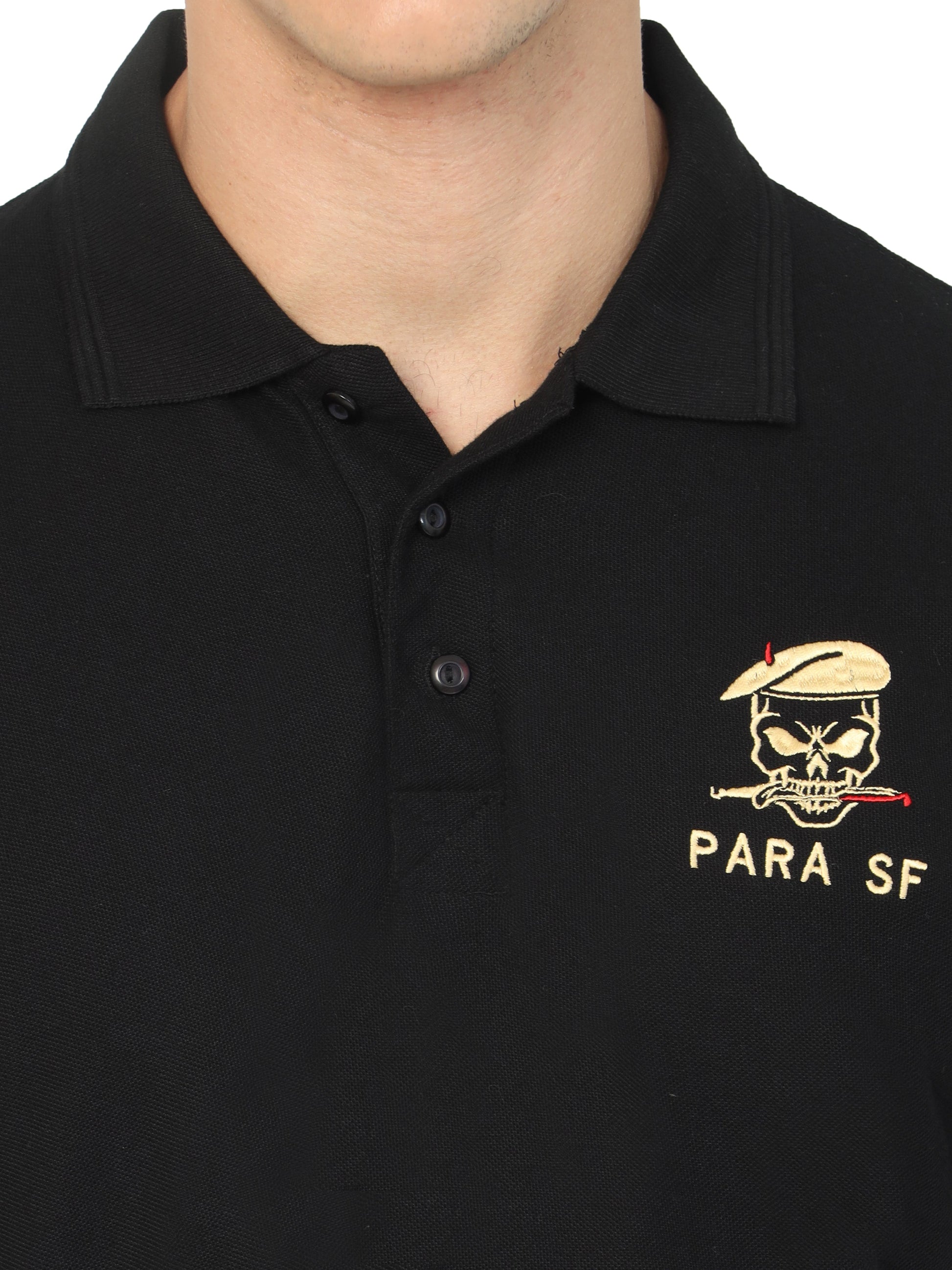 Para Sf Commando Tshirt Black Collared Design for men