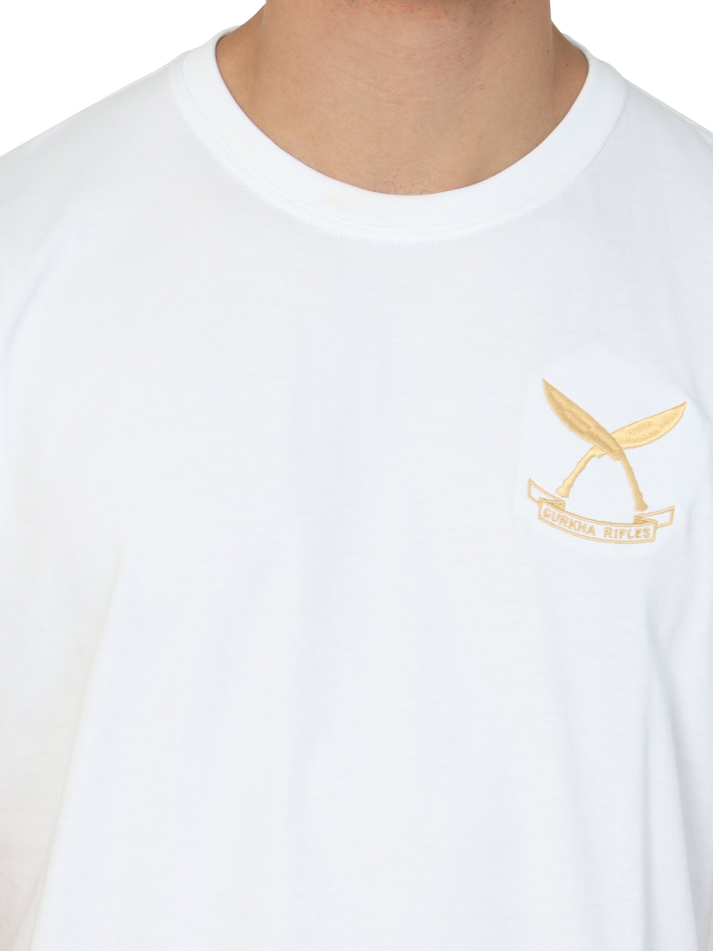 White Round Neck T Shirt Gorkha Rifles for men