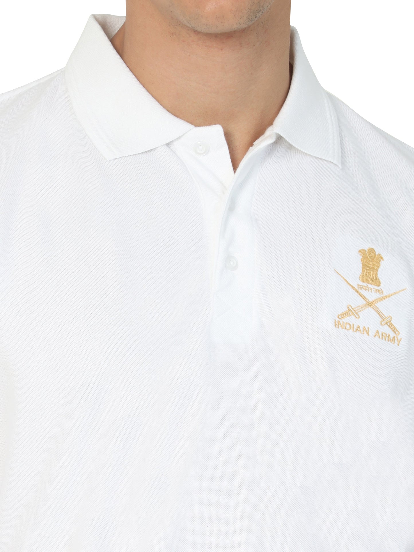 White Men Collared Indian Army Tshirt for men