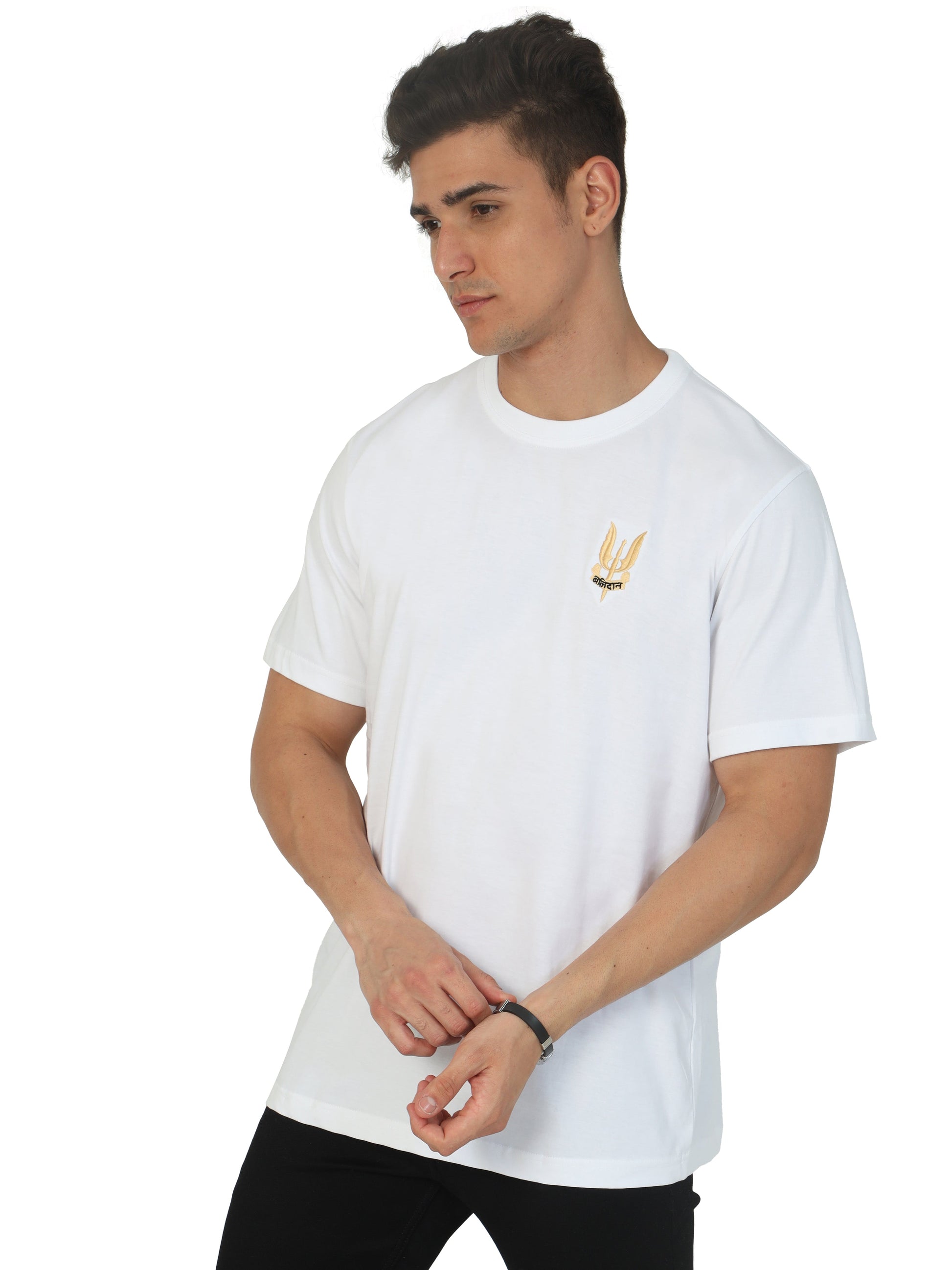 White Round Neck Balidan Army T Shirtonline for men