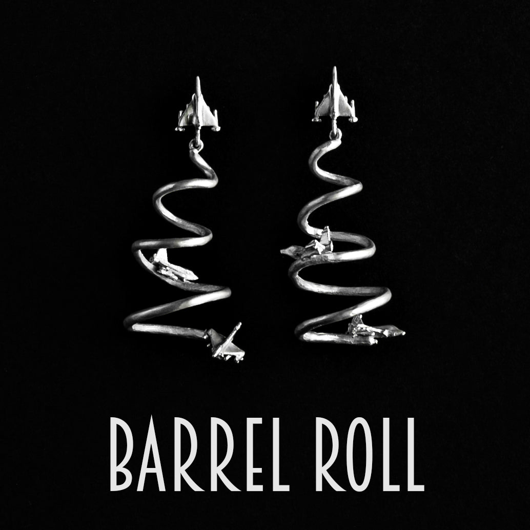 Mirage Jet Drop Earrings Barrel Rool