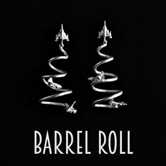 Mirage Jet Drop Earrings Barrel Rool