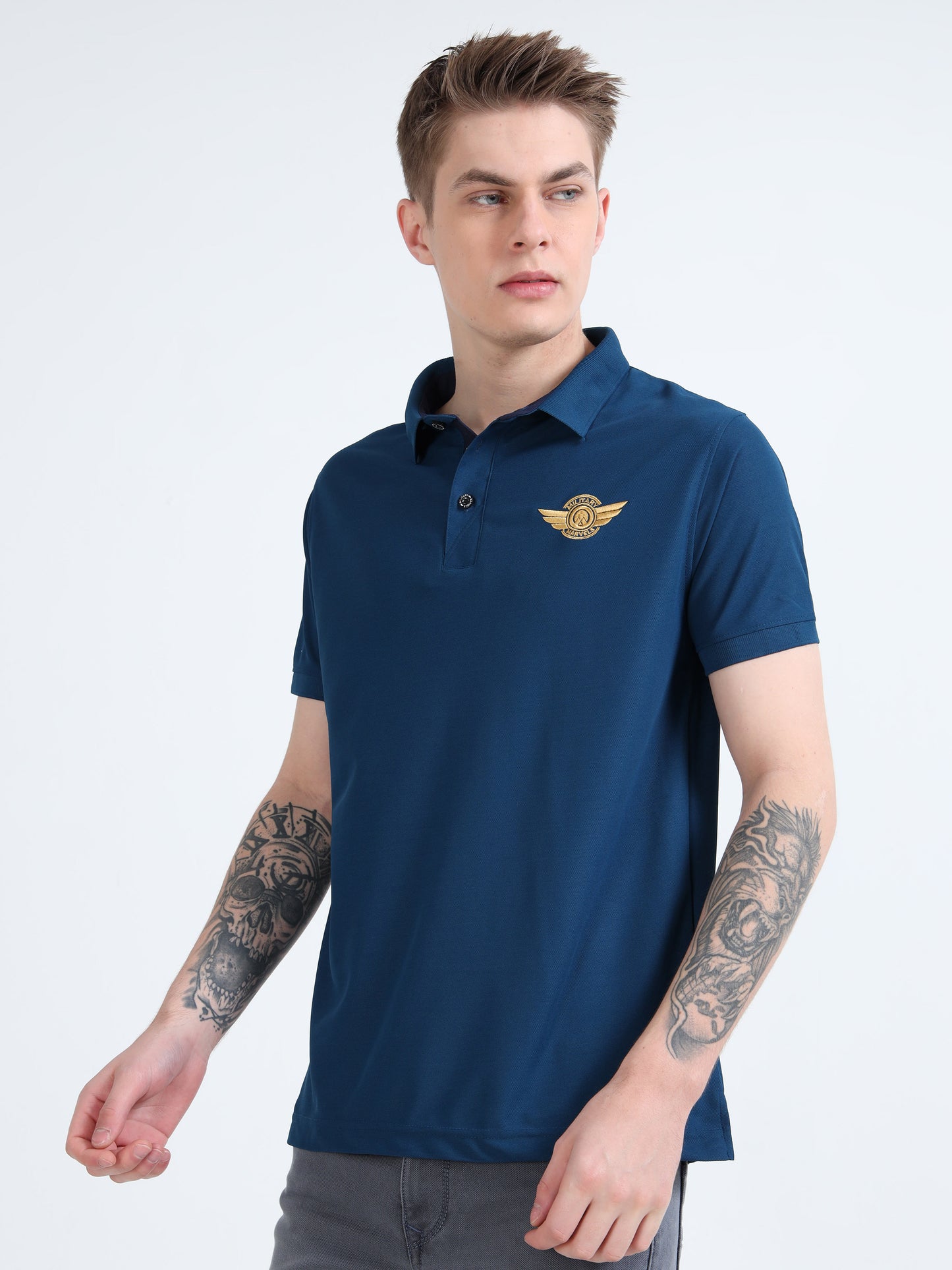 FIGHTER FIT | COLLARED T-SHIRT | BLUE