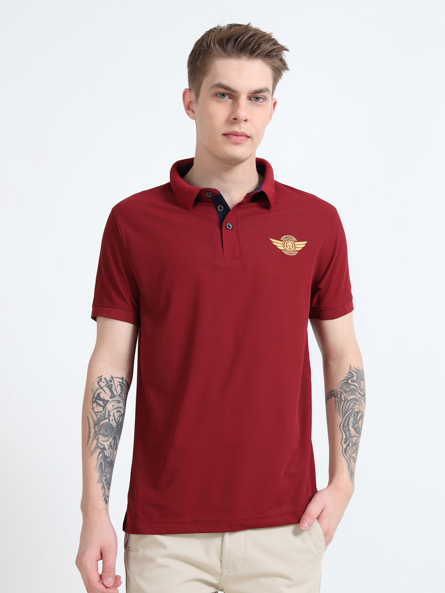 FIGHTER FIT | COLLARED T-SHIRT | MAROON