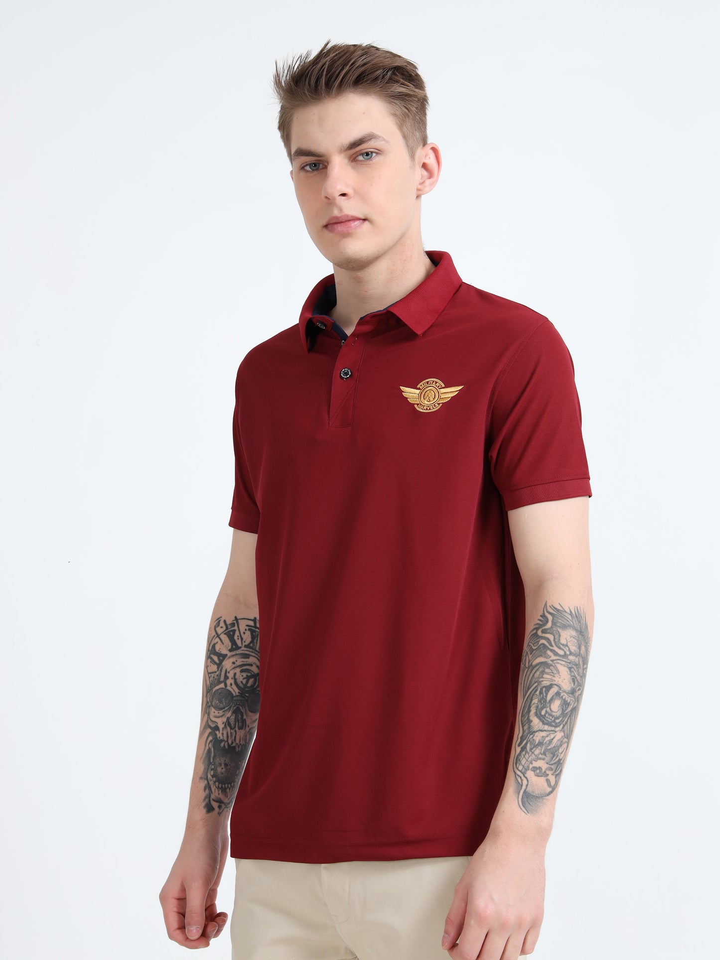 FIGHTER FIT | COLLARED T-SHIRT | MAROON