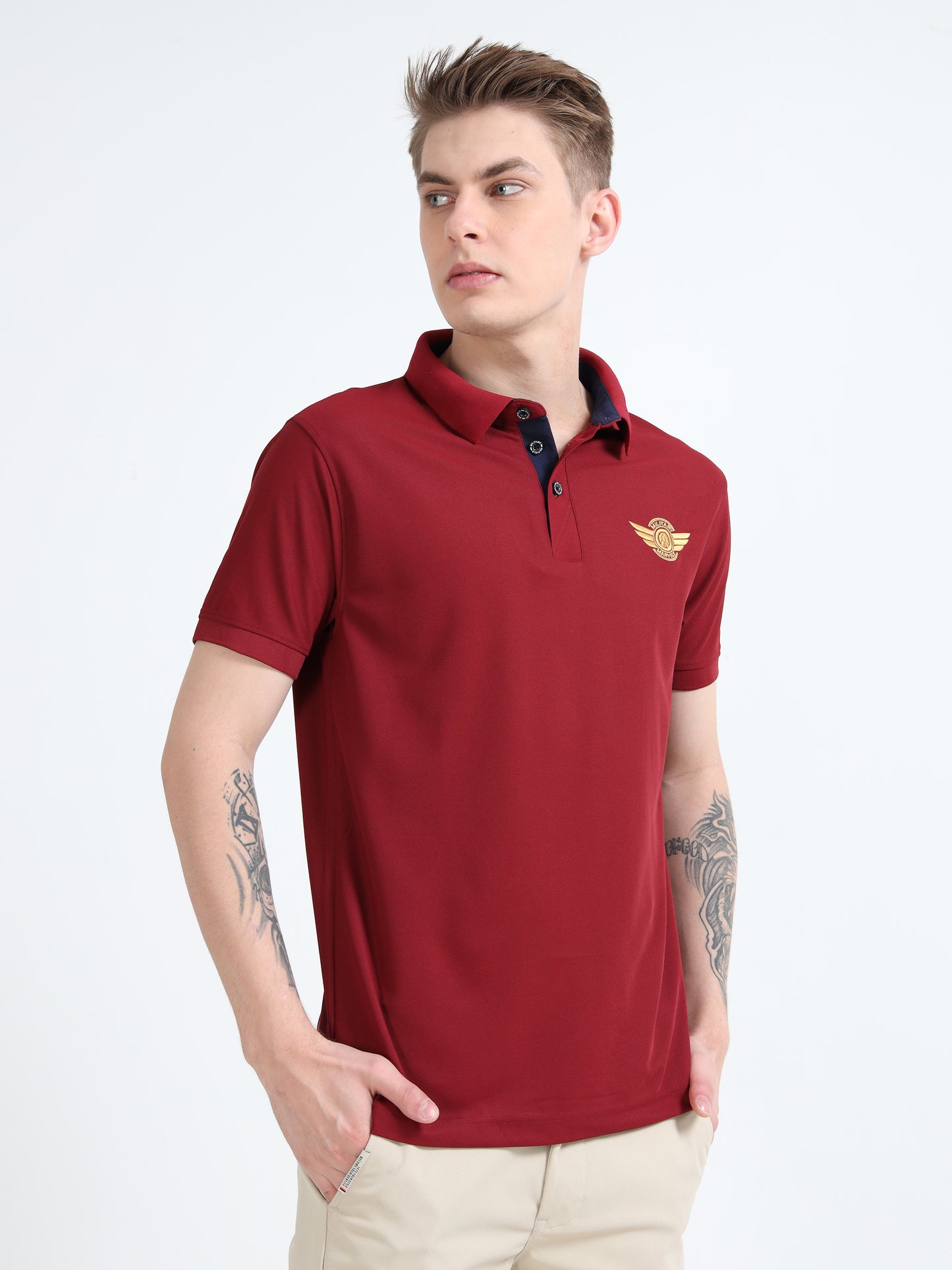 FIGHTER FIT | COLLARED T-SHIRT | MAROON