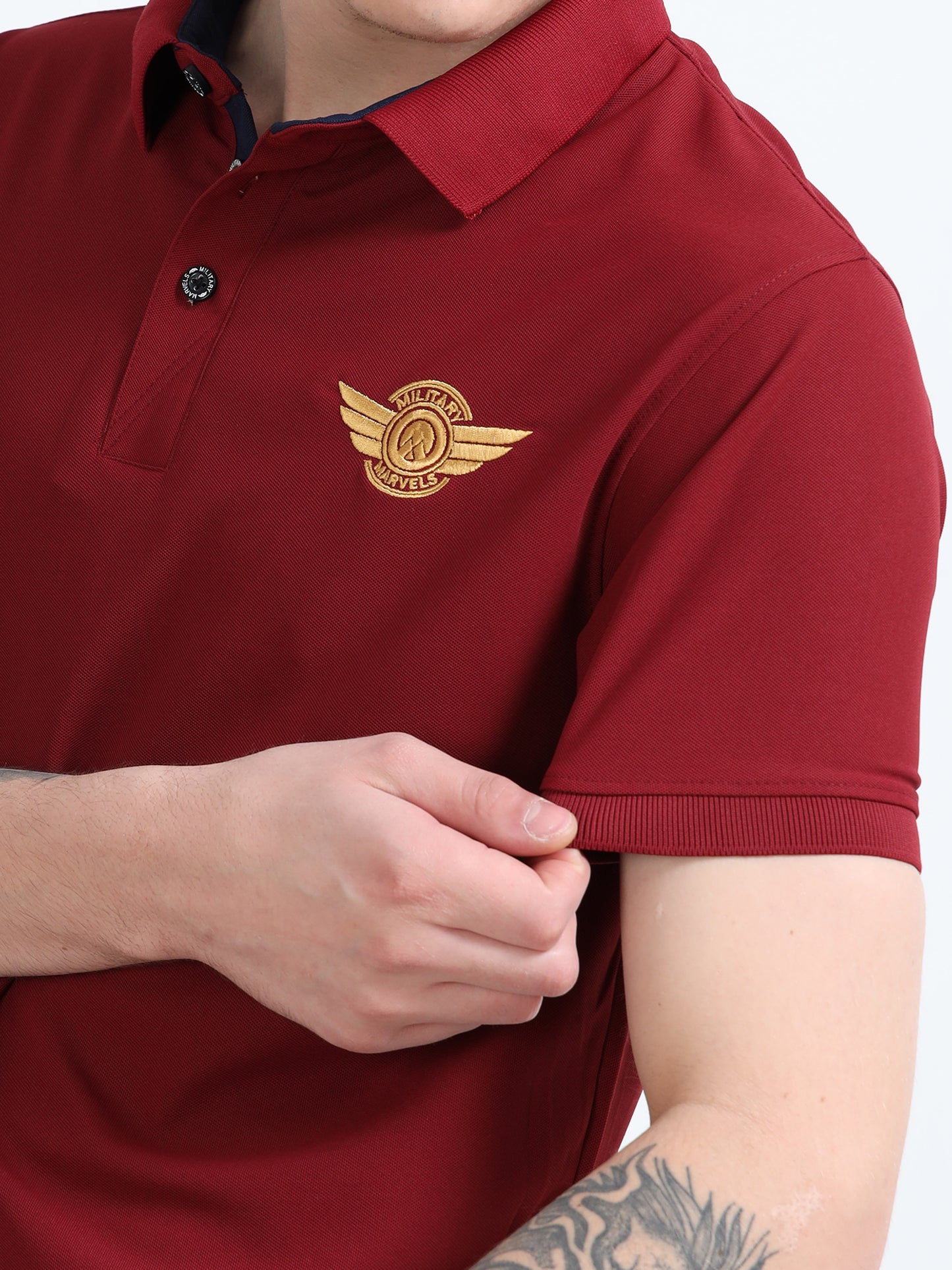 FIGHTER FIT | COLLARED T-SHIRT | MAROON