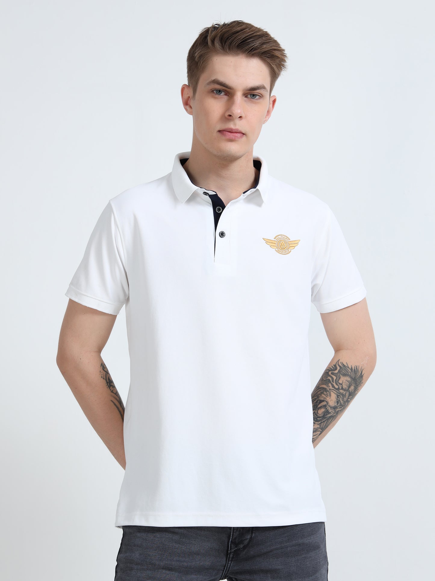 FIGHTER FIT | COLLARED T-SHIRT | WHITE