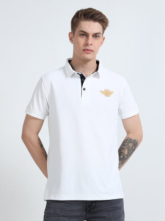 FIGHTER FIT | COLLARED T-SHIRT | WHITE