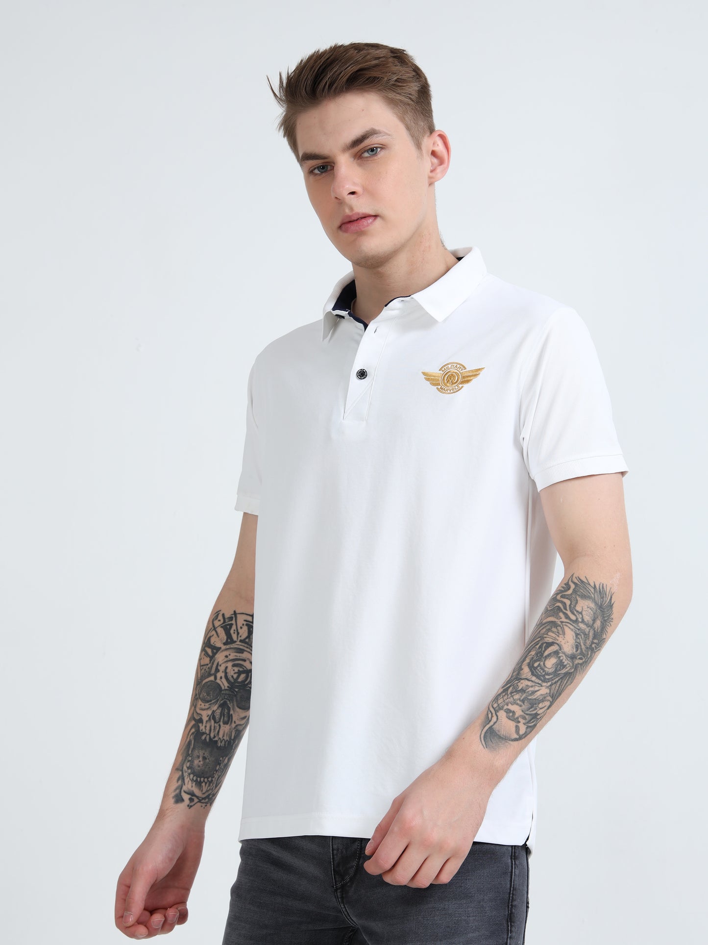 FIGHTER FIT | COLLARED T-SHIRT | WHITE