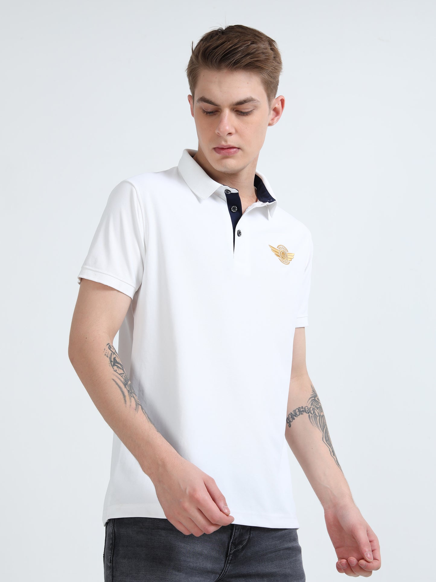 FIGHTER FIT | COLLARED T-SHIRT | WHITE