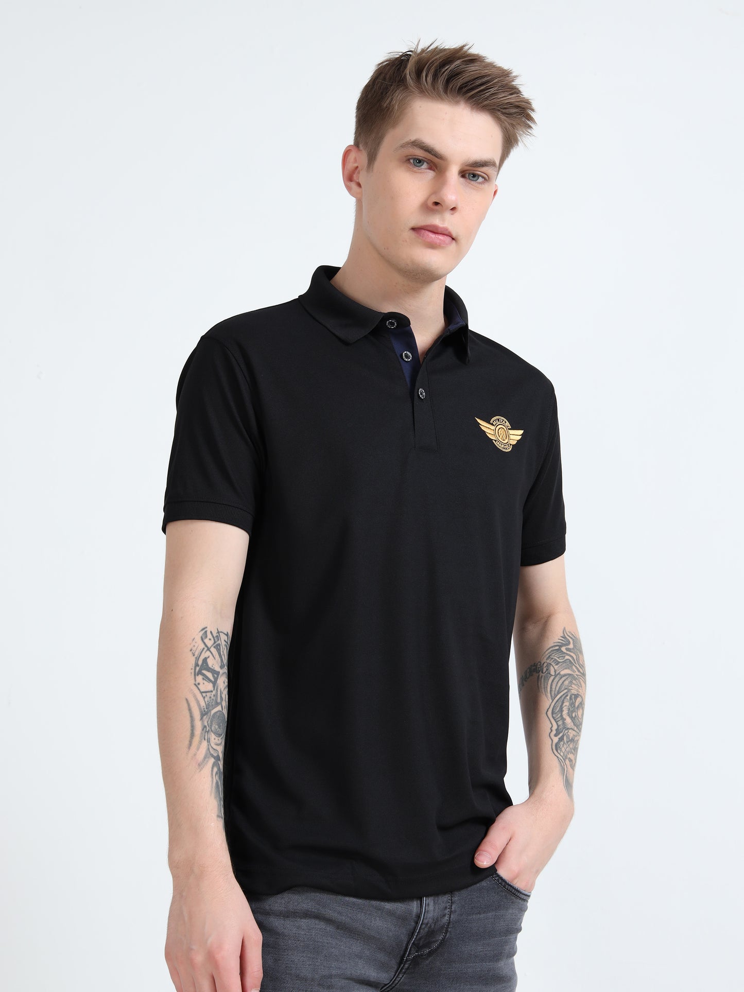 FIGHTER FIT | COLLARED T-SHIRT | BLACK