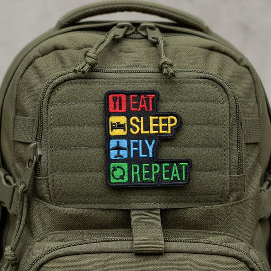 EAT, SLEEP, FLY, REPEAT | EMBROIDERED | WITH VELCRO PATCH